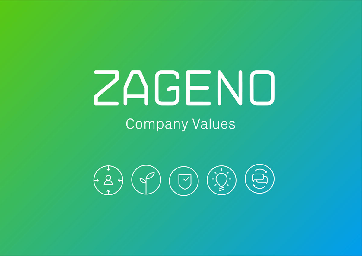 ZAGENO logo with text "Company values"