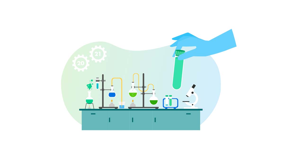Illustration of science lab bench