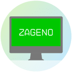 Zageno logo on screen