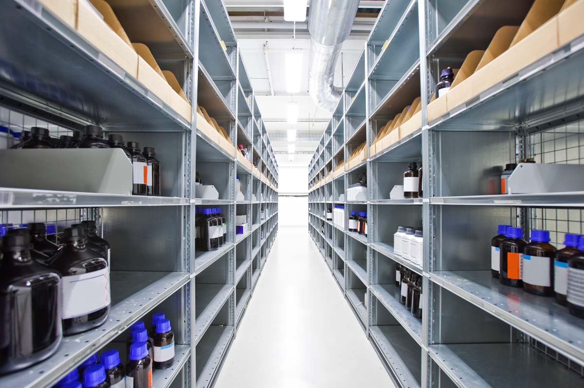 Photo of shelves of lab supplies